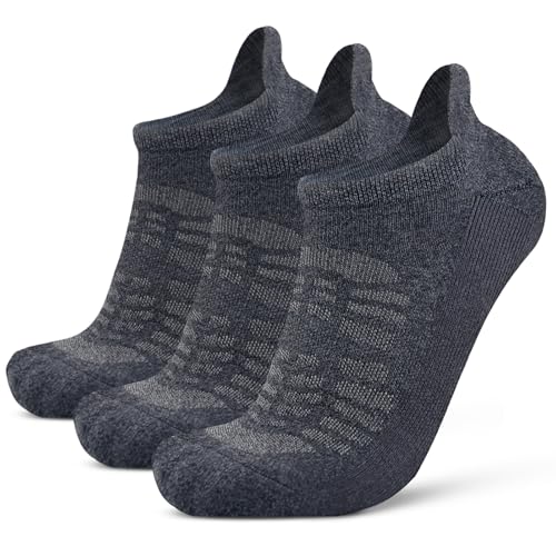 Busy Socks Ankle Merino Wool Blend Running Walking Socks for Men Women Compression Support Athletic Low Cut Cushioned Socks