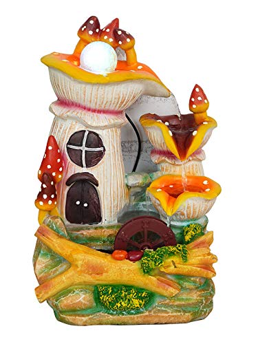CHRONIKLE Polyresin Designer Home Decor 3 Artistic Steps Table Top Indoor Waterfall Fountain with Multicolor LED Lights, Speed Controller Pump & Rotating Ball ( Size: 38 x 24 x 20 CM | Color: Multi )