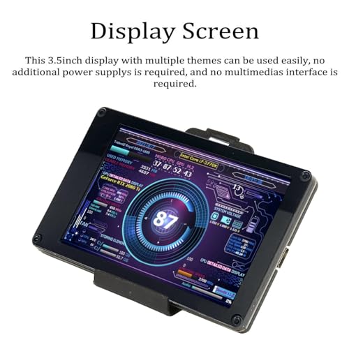 Image of 3.5in Computer Temp Monitor, 360 Rotatable CPU Hardware Temperature Monitor Display with Customized Layout, USB Cable Connect, PC Sensor Panel, USB Mini Screen for RasPi, Linux, Windows