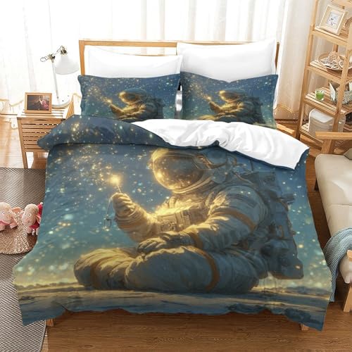 Housse de couette astronaute double 200x200 cm avec fermeture éclair - 3