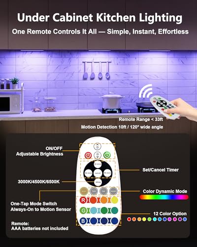 Image of SZOKLED Motion Sensor Night Lights, 58-LED RGB Under Cabinet Lighting Wireless, 1100mAh Rechargeable Under Cabinet Lights Dimmable Closet Lights for Step, Stair, Kitchen,Hallway (2 Pack)