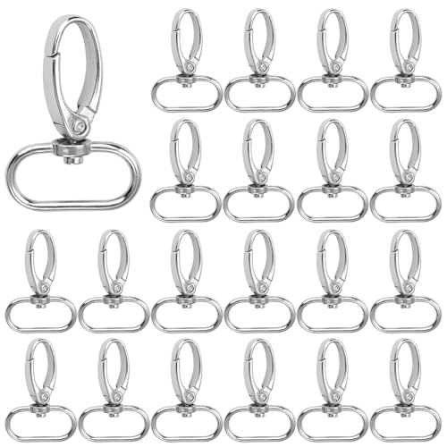{Mosqueton Giratorio 25 Mm Mosqueton 20 llaveros de mosquetón, 25 mm, con articulación giratoria, 360 °, llavero en D, llavero de metal para accesorios de...
