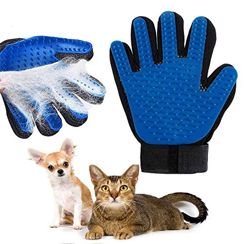 Beulah Pet Grooming Glove - Gentle Deshedding Brush Glove - Efficient Pet Hair Remover Mitt - Enhanced Five Finger Design - Perfect for Dog & Cat with Long & Short Fur - 1 Pair