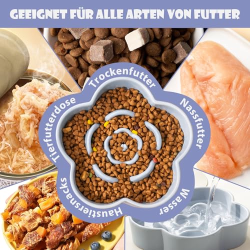 Autumnlife Hundenapf Keramik Anti Schling Napf Hund Futternapf, Schlingnapf Hunde Entlastet die Verdauung, Rutschfestem Design Fressnapf für Mittelgroße und Kleine Hunde, Blau