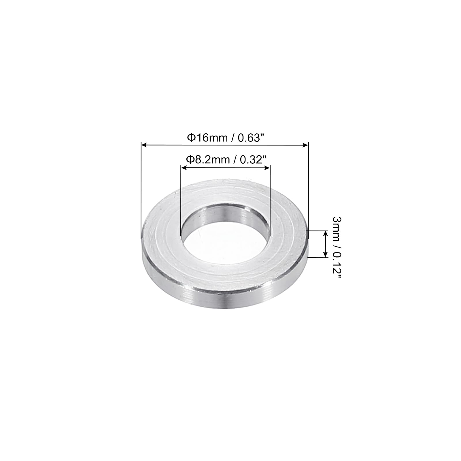 PATIKIL M8 Aluminum Spacers, 6pcs 5/16" x 5/8" Round Metal Spacers for 5/16 or M8 Screw Bolts - Image 2