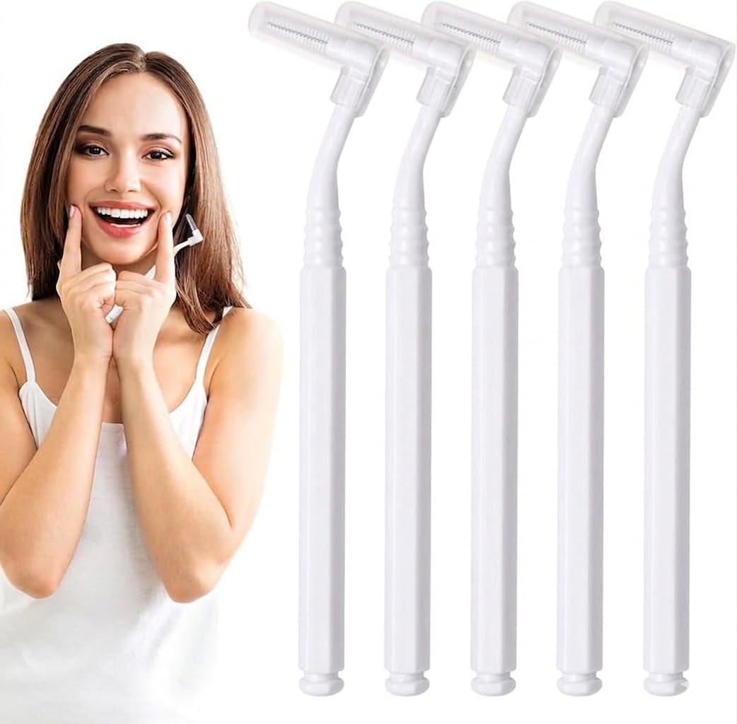 Hannah L-Shaped Diş Arası Fırçası 10 Adet Beyaz Renk Arayüz Fırçası Seti 0.4 mm Diş Bakımı Diş Arası Temizleme