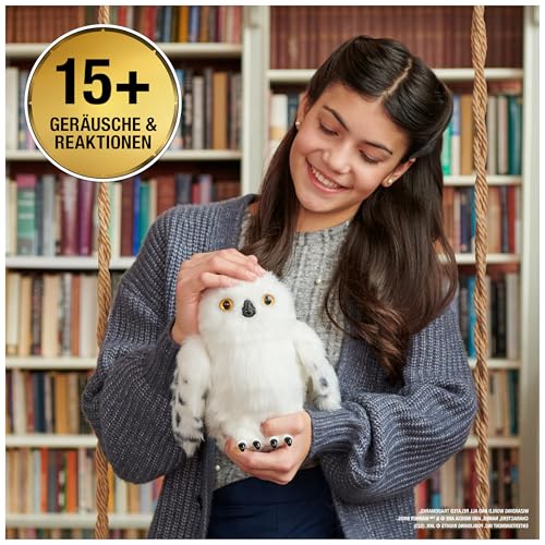 Harry Potter - Interaktive Plüsch-Eule Hedwig mit über 15 Geräuschen und Bewegungen, Spielzeug für Kinder ab 5 Jahren, offiziell lizenzierter Fanartikel, Weiß