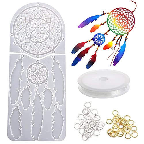 Woohome Dream Catcher Resin Moulds, Big Dream Catcher Resin Casting Mould with Jump Rings