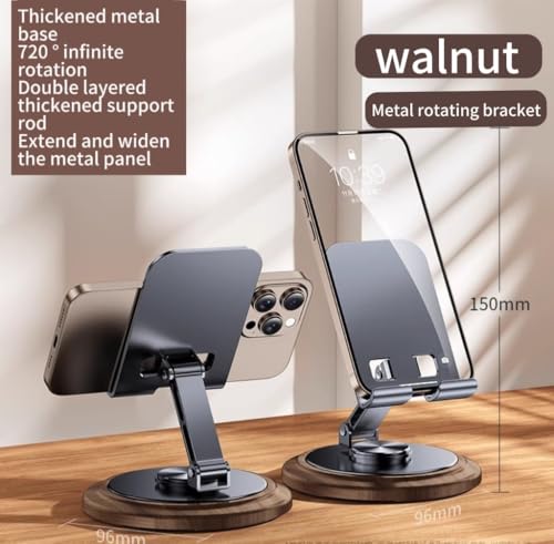 Soporte para Móvil - Soporte iPad, Soporte para Móvil Mesa, Aluminio, Giratorio 360°, Altura Ajustable, Plegable, Estable y Antideslizante, Ideal para Escritorio, Oficina y Hogar (Negro) - Imagen 4