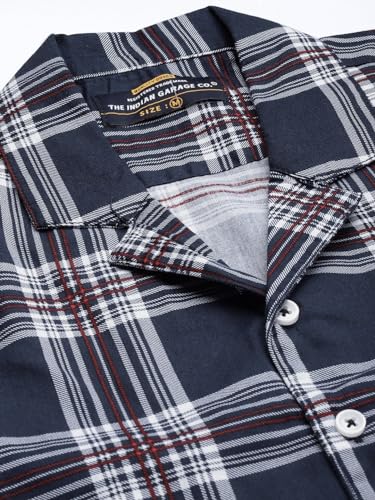 Image of The Indian Garage Co Men Regular Fit Checkered Pant & Shirt Lounge Set