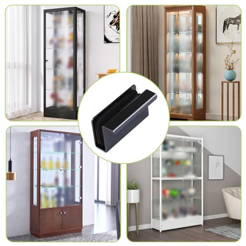 Image of Glass Door Handle, 4Pcs Cabinet Finger Pull Handle Glass Edge Clampe Pull Concealed Handles for Drawer,Cupboard,Furniture (Gun Black)