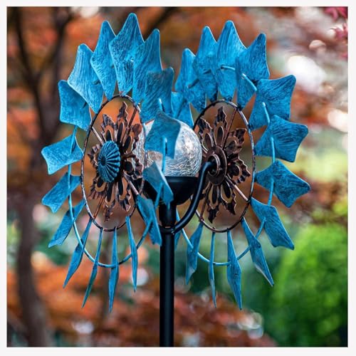 Mulino A Vento In Metallo Da Giardino, 190×32cm, Stagionale Mulino A Vento Da Giardino In Metallo Facile Da Montare Ruota Eolica Da Giardino In Metallo Scultura Dinamica Nel Giardino