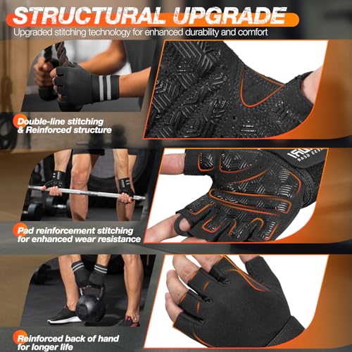 SIMARI Workout Gym Gloves for Men Women, Weight Lifting Gloves with Wrist Wrap Support, SBR Pad Grip for Full Palm Protection, for Exercise, Fitness, Dumbbells, Barbell, Climbing, Fingerless - Image 5