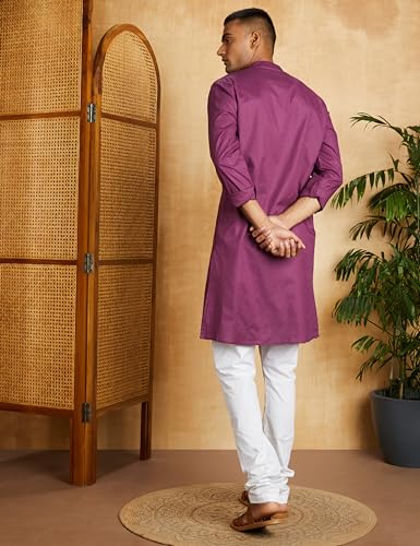 Image of Amazon Brand - Symbol Men's Cotton Solid Long Kurta Pyjama Set (2pcs)