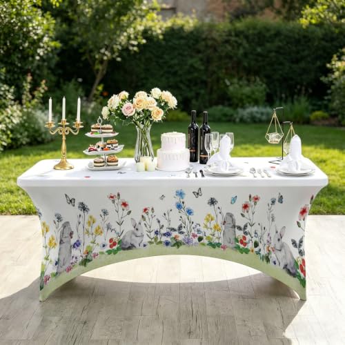 Nappe de Pâques extensible en spandex rectangle avec motifs œufs chrétiens