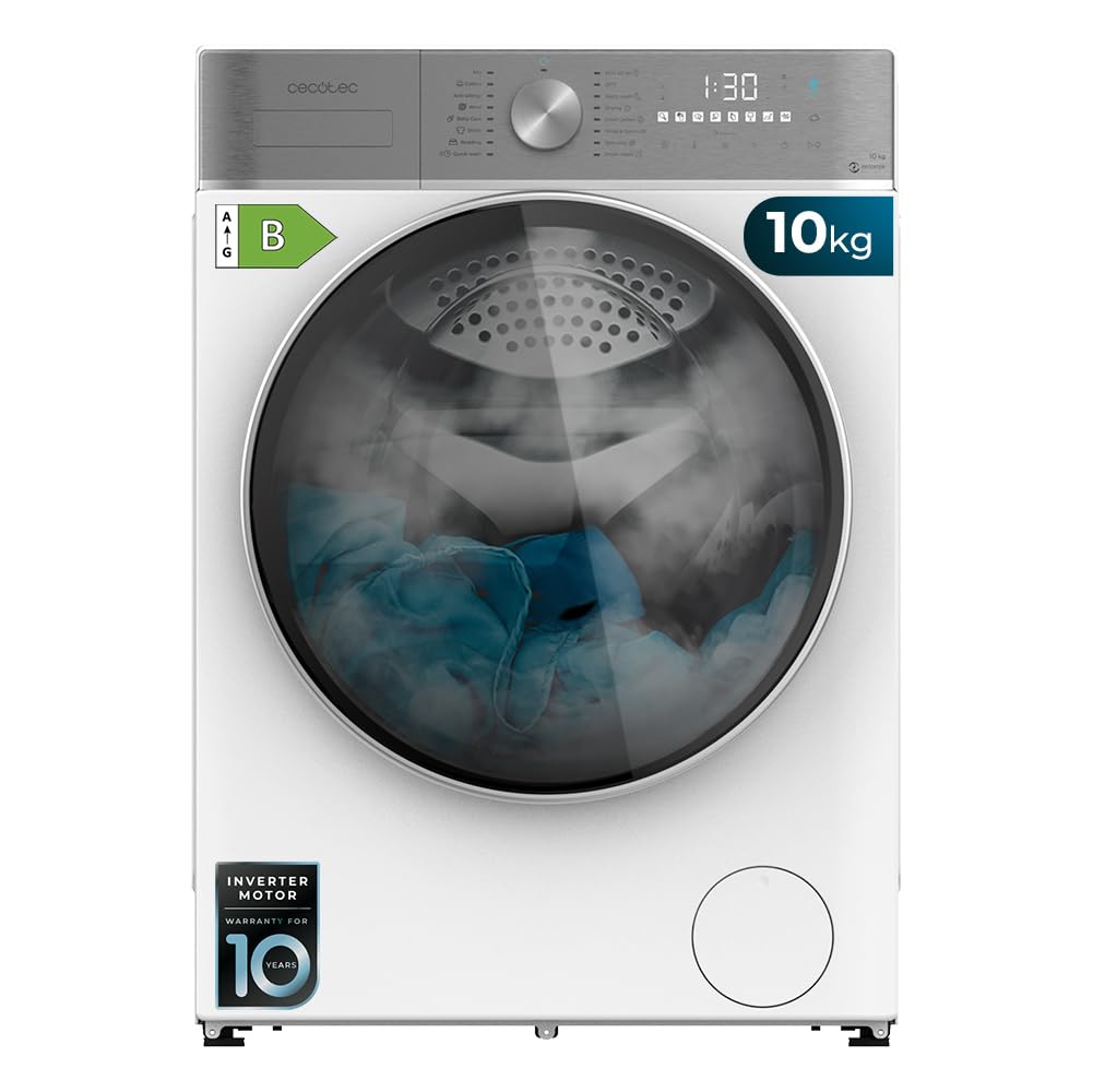 Cecotec Washing Machine Dryer 10-6 kg Front Load Bolero Wash&Dry 10680 Inverter B. 1400 rpm, 16 Programs, Inverter Plus Motor, SteamMax, OnSmart, Fuzzy Logic, SpaCare and Load Detector