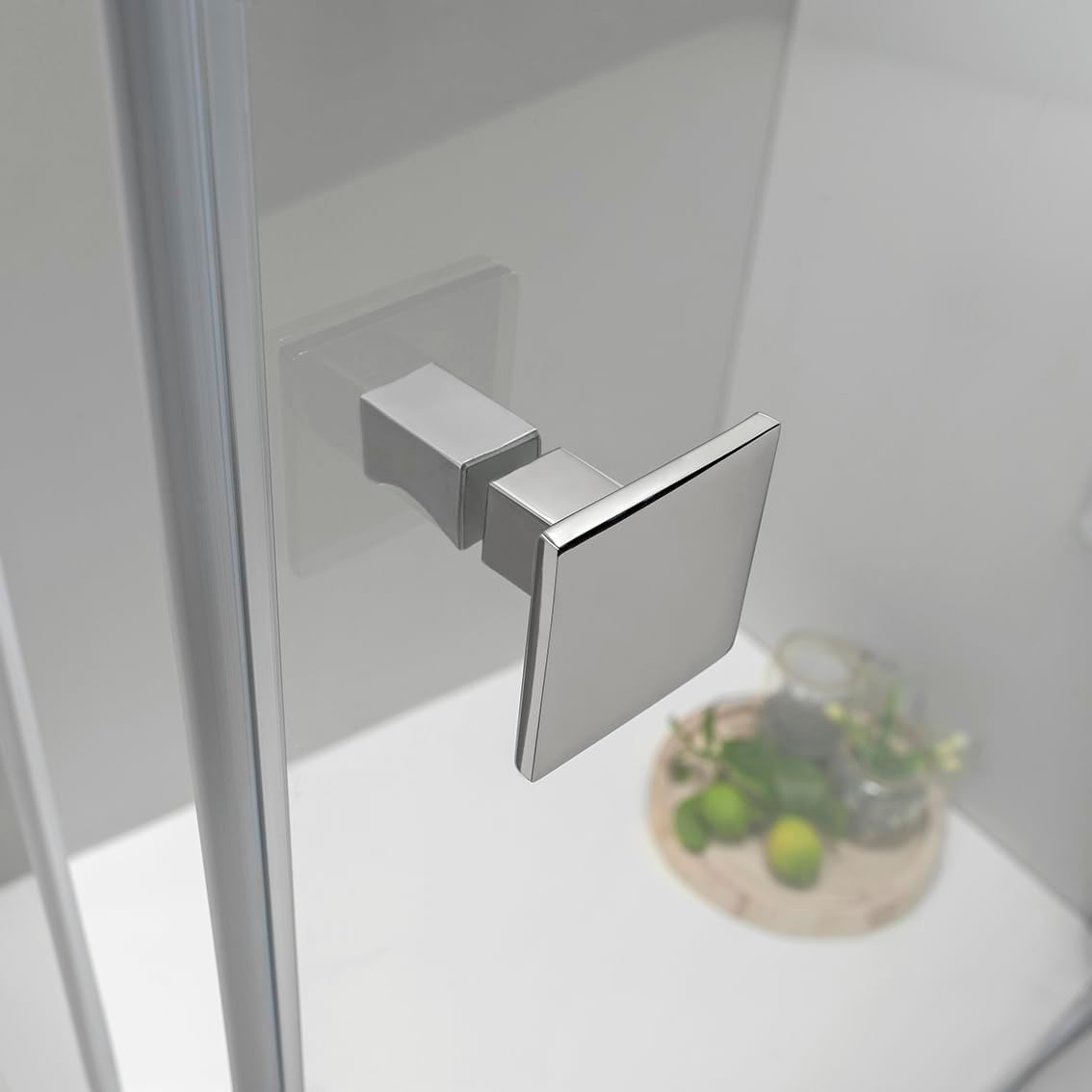 Box Doccia Angolare 80x80 cm - Cabina Doccia con Porta Battente, Vetro Temperato 6mm, Profilo Cromato e Chiusura Magnetica - Regolabile e Facile da Installare