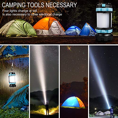 Homealexa Handheld LED Camping Lantern Rechargeable Super Bright Camping Lamp 4400 mAh Dimmable Torch with Warning Light Suitable for Camping, Fishing, Hiking, Emergency (Blue) - Image 8