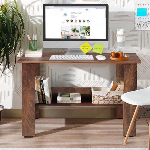 Image of ABOUT SPACE Study Table | Multipurpose Office Desk | Tables for Students & Adults | Engineered Wood Drawing Table | Table with Storage| Computer Table | Writing Table - (L90 x B50 x H78.5 cm - Walnut)