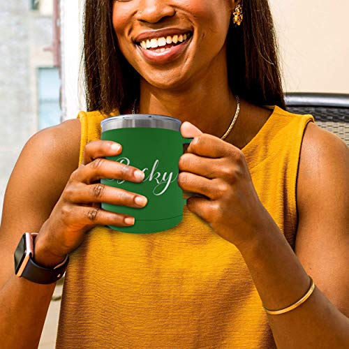 My-Personal-Memories-Custom-Personalized-15-oz-Insulated-Coffee-Mug-Travel-Tumbler-with-Handle-and-Lid-Monogrammed-and-Engraved-with-Your-Text-Green