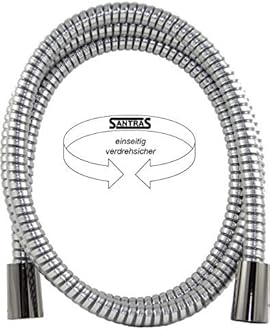 SantrasPlastic Shower Hose Deluxe 1.25 m Long with Flow Limiter in Ruthenium - Particularly Flexible Shower Hose Made of Stainless Steel Made in Germany