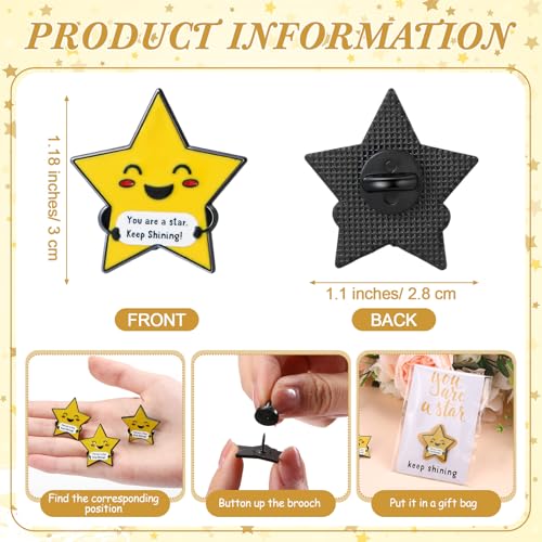 Inspirational Star Motivational Stars Lapel Pin Gift You Are a Star Card Bag Christmas Gift for Student Employee2