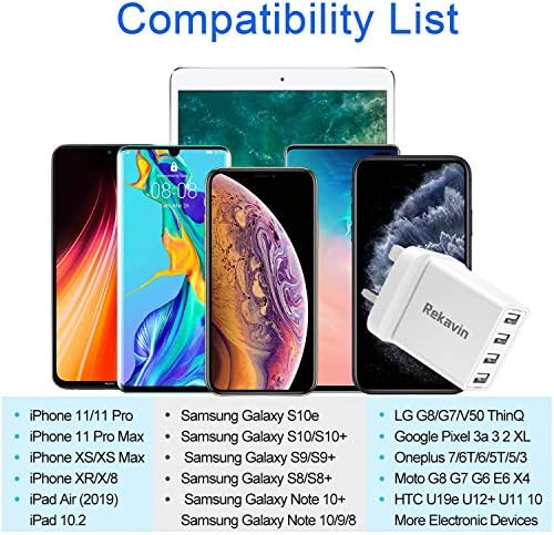 USB Plug UK Mains Charger,Rekavin Multi USB Plug Adaptor UK 4 Port/5A Phone USB Wall Charge Power Adapter Fast Charging for iPhone 13 12 11 pro Max 10 XS XR X 8 7 6 6S Plus 5S 5C SE 5,Samsung,ipad