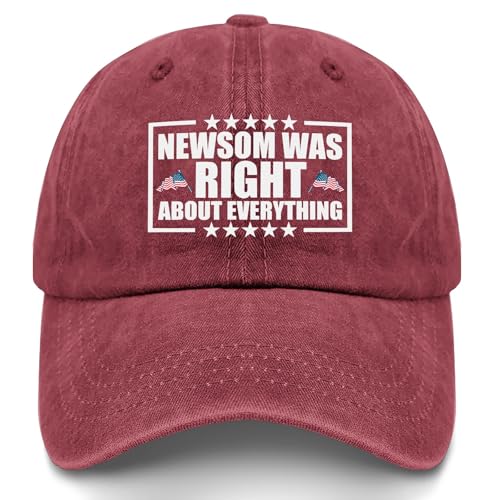 Newsom was Right About Everything Hats for Men Fashion Washed Distressed Wine Red