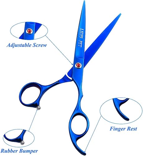 Miniatura 49 de LILYS PET Tijeras de titanio recubiertas de aseo profesional para mascotas para perros, tijeras de corte, curvas y adelgazantes