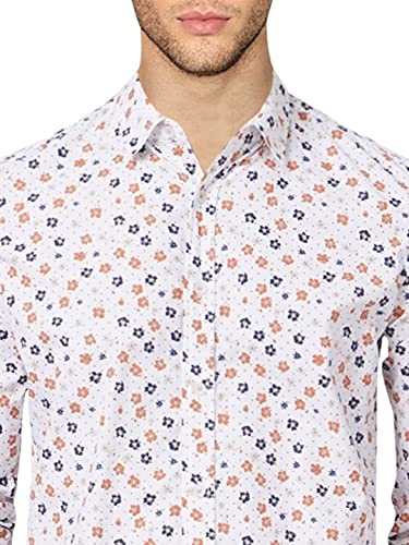 Image of Jack & Jones Men's Cotton Slim Fit Printed Spread-Collar Casual Shirt