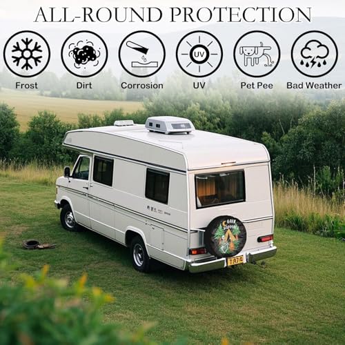 Image of XhuangTech Customized PU Leather Spare Tire Cover, Personalized Wheel Covers, Waterproof, UV-Resistant, Universal Wheel Protectors Fit for Rv SUV Travel Truck Trailer Tires(Skull Pattern, 15 Inch)