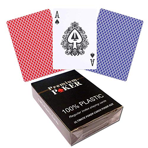 24 X Premium Poker Karten Pokerkarten 100 % Plastik Spielkarten Black Jack Skat - kleiner Index – Bild 3