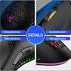 Wireless Lightweight Gaming Mouse Honeycomb with 7 Button Multi RGB Backlit Perforated Ergonomic Shell Optical Sensor Adjustable DPI Rechargeable 800 mAh Battery USB Receiver for PC Mac Gamer(Black)