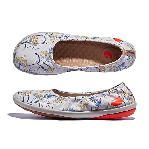 Uin Women's Ballet Flats Slip On Round Toe Casual Walkingcomfortable Art Painted Travel Shoes Illites Ⅳ-Summer Wildflower (8) #TOP2