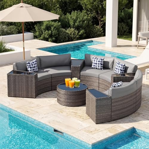 ABCASA Outdoor Patio Furniture Set with Coffee Table,11...