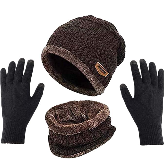 Image of Men's Woolen Cap with Neck Muffler /Neck Warmer Set