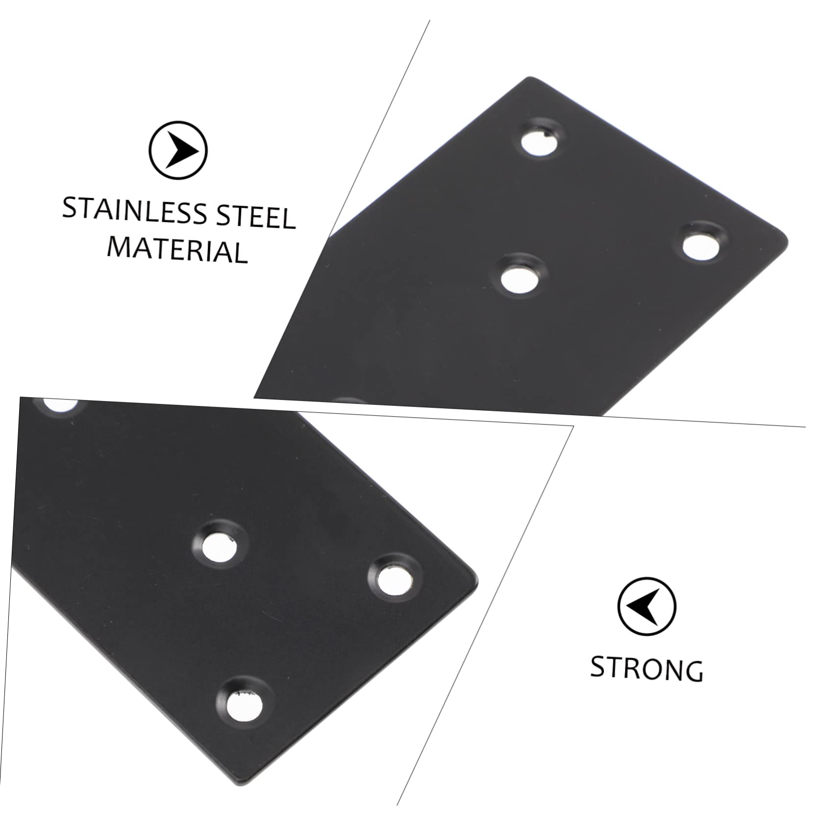 6pcs Straight Bracket Flat Brace Right Angle Cabinet Corner Brace Right Angle Bracket Brackets for Braces Metal Bracket Wall Brackets Flat Plate Black Stainless Steel KICHOUSE