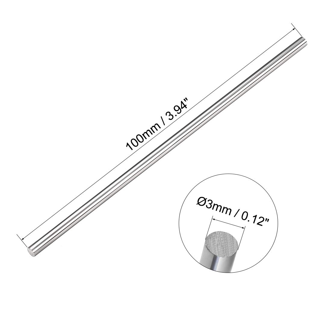Tungsten Steel Lathe Rod - 3mm x 100mm -2