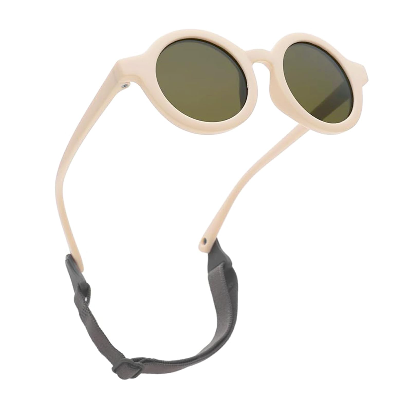 Baby Sonnenbrille Sonnenbrille Baby Polarisierte Uv400-Schutzsonnenbrille für Kinder mit Schultergurten Verstellbarem Weichem Silikonrahmen Runde Form Geeignet für Jungen und Mädchen (1-3 Jahre Alt)