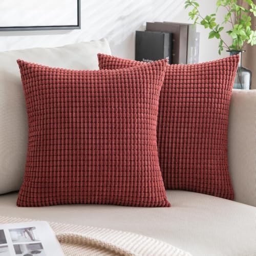 MIULEE Set of 2 Cushion Covers Cushions Decorative Corduroy 18x...