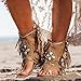 Hbeylia Roman Sandals for Women,Casual Fringe Tassel Flat Clip Toe Retro Bohemian Summer Suede Tassel Flip Flop Flat Slippers Ankle Boots