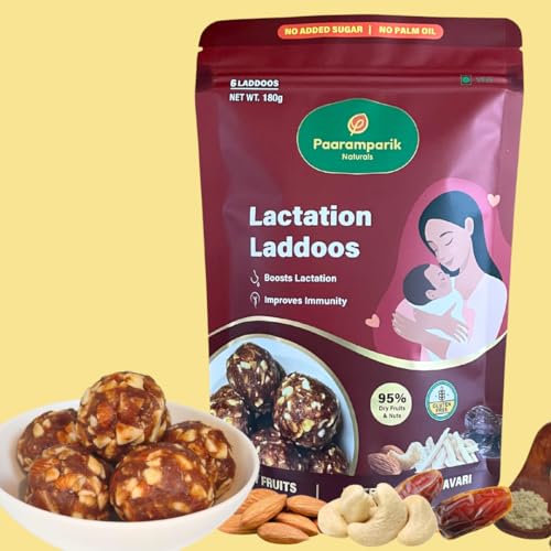 Image of Paaramparik - Lactation Ladoo - Satavari, Saunf, Methi - Enhances Breast Milk Production for Nursing Mothers - Lactation Supplement Supports Postpartum Healing - 180 gms
