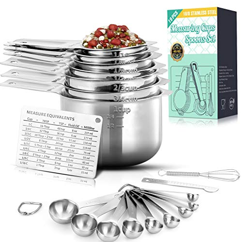 Measuring Cups and Spoons Set BPA Free 18/8 Stainless Steel 19pcs Dry and Liquid, 7 Measuring Cups 9 - //coolthings.us