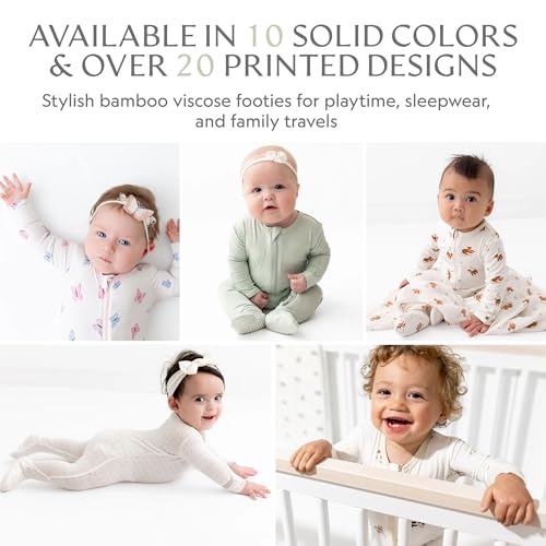 Image of Bamboo Little Soft Baby Footie Pajamas, Baby Clothes, Newborn Sleepers, 95% Viscose and 5% Spandex, 0-24 Months