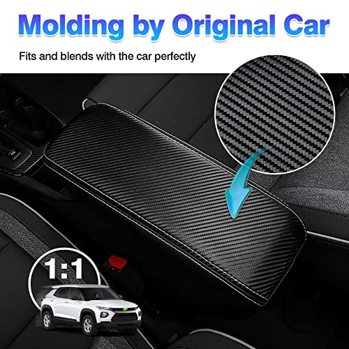 Image of Autorder Center Console Cover for Chevy /Chevrolet Trailblazer 2021-2025 2026 Accessories Carbon Fiber Armrest Cover Anti-Scratch Middle Console Pad Leather Armrest Protector