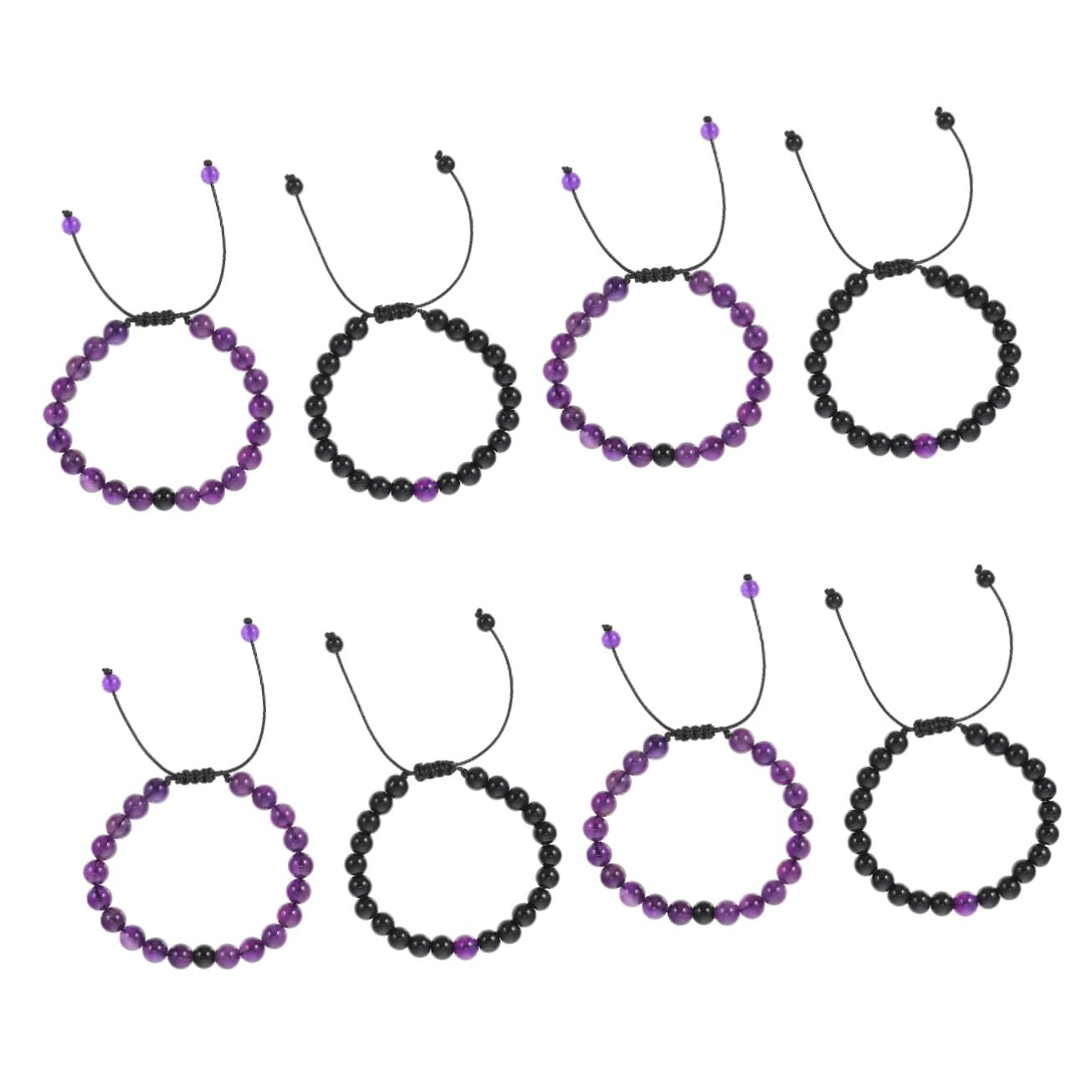ABOOFAN Juego De 4 Pulseras De La Amistad Para Hombre Con Cuentas De Piedra Ajustables De 8 Mm Color Negro 2 Unidades X 4