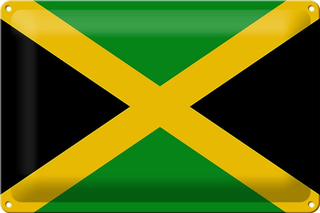Tin Sign with Jamaica Flag Design 30 x 20 cm