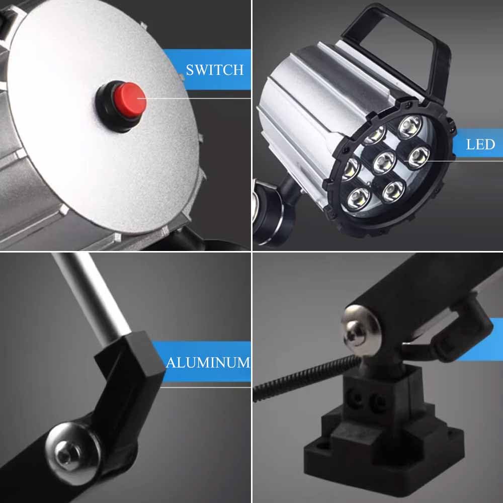 Kinkiet do salonu, przemysłowa lampa robocza, regulowane ramię obrotowe, aluminiowa lampa ścienna LED z przełącznikiem warsztatowym do magazynu i garażu