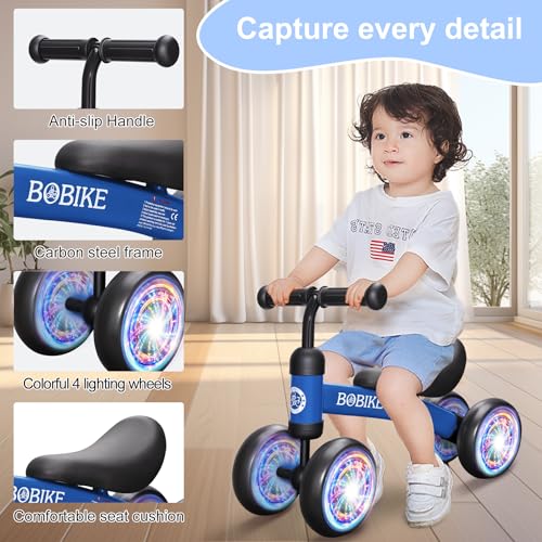 Bobike Baby Balance Bike Toys for 12-36 Months Kids Toy Boy and Girls Gifts Toddler Best First Birthday Gift Children Walker No Pedal Infant 4 Wheels Bicycle (Colorful, Blue-Light) by Bobike - Image 6