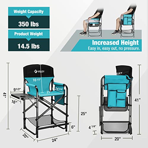 VILLEY Silla de director alta, silla plegable para camping con reposapiés miniatura 3